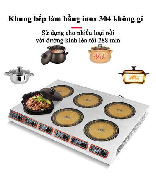 Bếp điện công nghiệp bốn sáu mặt có giá phẳng dưới - bếp hồng ngoại công nghiệp sáu 3.5kw Hzd-3.5kw-Dt6lt 2 - Vinakitchen HZD6XKWDTPBF1 5 - Vinakitchen