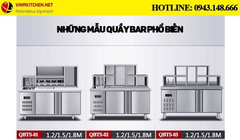 Quầy Bar Inox Pha Chế Trà Sữa - Cafe 6 - Vinakitchen Quầy pha chế inox giá bao nhiêu