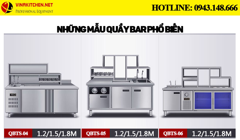 Quầy Bar Inox Pha Chế Trà Sữa - Cafe 7 - Vinakitchen quay tra sua 7 - Vinakitchen