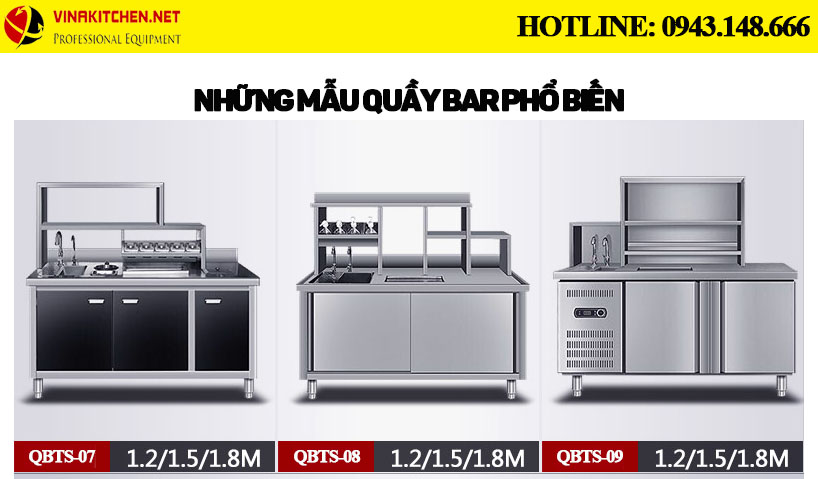Quầy Bar Inox Pha Chế Trà Sữa - Cafe 8 - Vinakitchen quay tra sua 8 - Vinakitchen