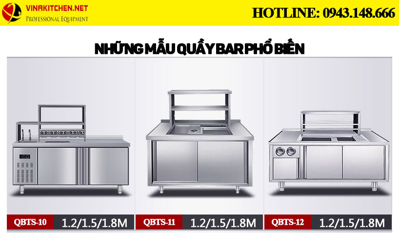 Quầy Bar Inox Pha Chế Trà Sữa - Cafe 9 - Vinakitchen quay tra sua 9 - Vinakitchen