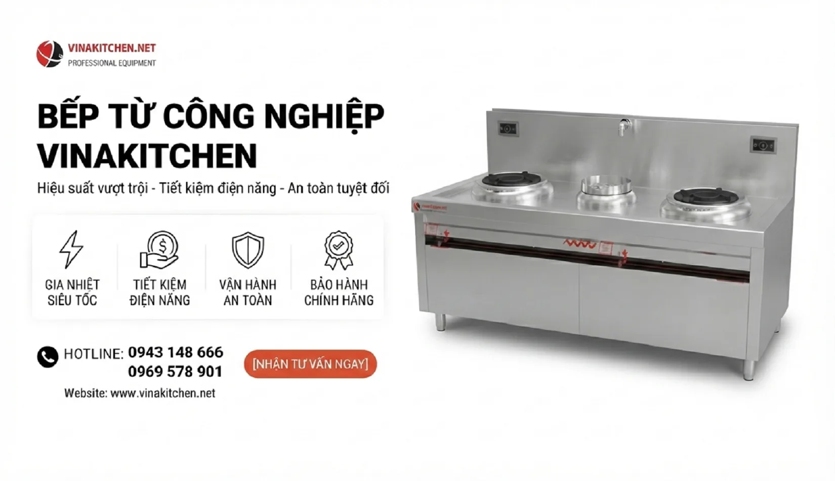 Bếp từ công nghiệp nhà hàng mặt lõm